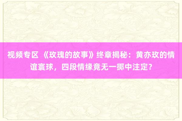 视频专区 《玫瑰的故事》终章揭秘：黄亦玫的情谊寰球，四段情缘竟无一掷中注定？