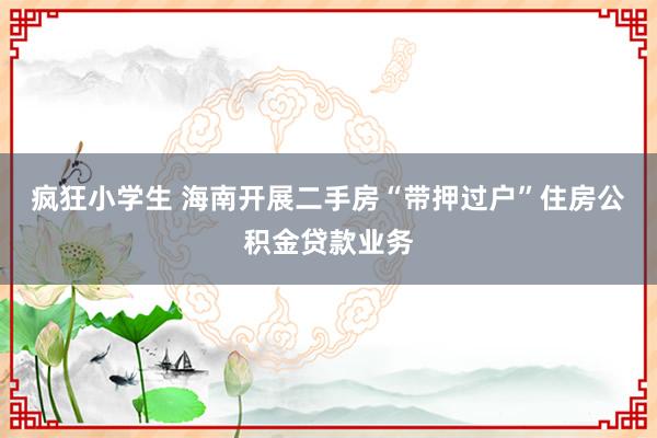 疯狂小学生 海南开展二手房“带押过户”住房公积金贷款业务