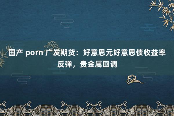 国产 porn 广发期货：好意思元好意思债收益率反弹，贵金属回调