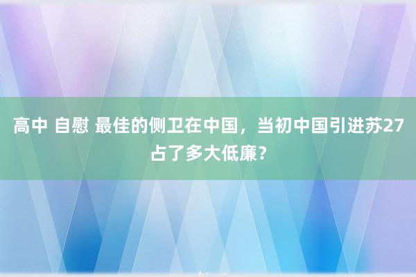 高中 自慰 最佳的侧卫在中国，当初中国引进苏27占了多大低廉？