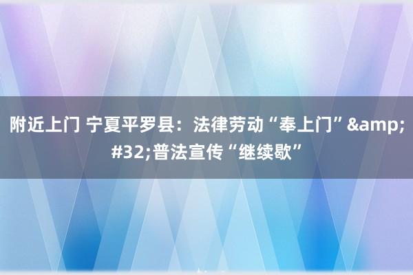 附近上门 宁夏平罗县：法律劳动“奉上门”&#32;普法宣传“继续歇”