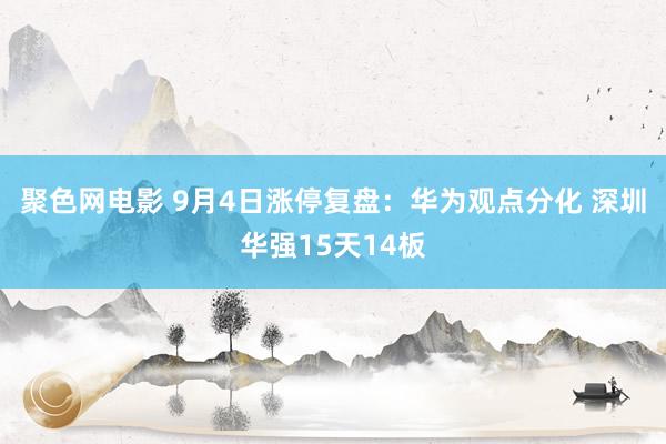 聚色网电影 9月4日涨停复盘：华为观点分化 深圳华强15天14板