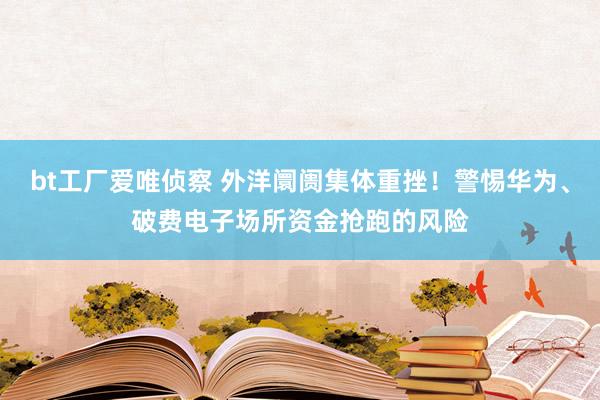 bt工厂爱唯侦察 外洋阛阓集体重挫！警惕华为、破费电子场所资金抢跑的风险